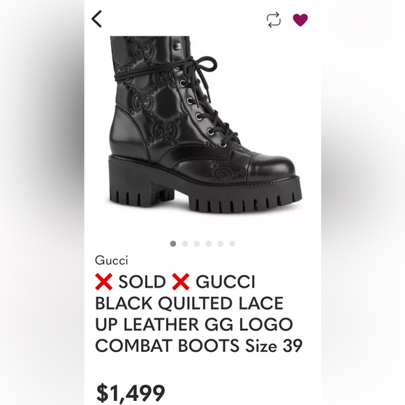 Gucci Black jumbo GG Women's lace up Combat Boots NEw Full Set - Picture 5 of 5